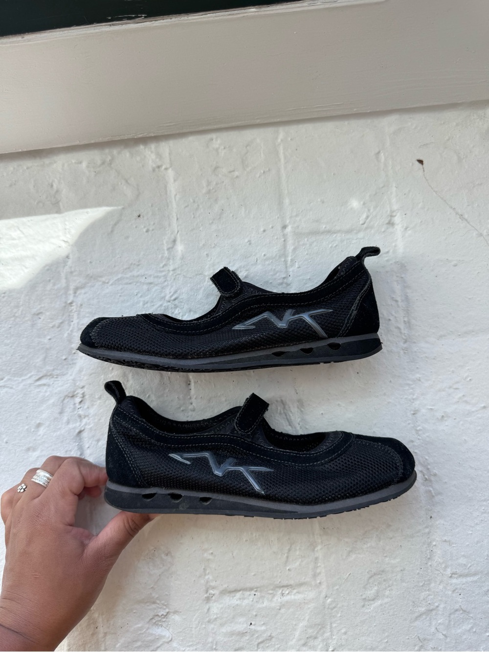 Anne Klein Black Mesh Mary Jane Sneakers